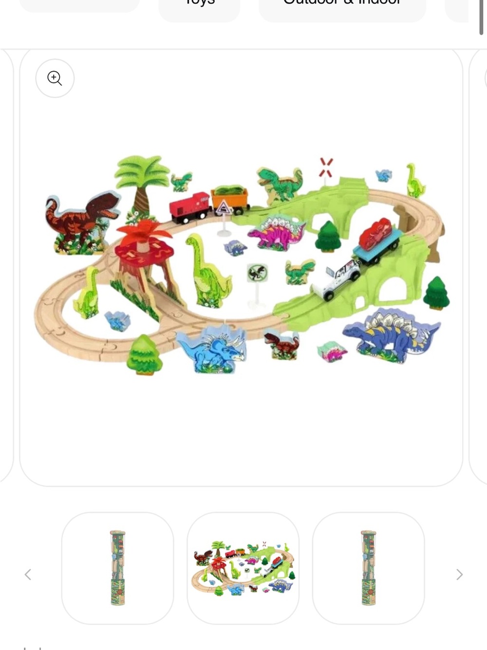 J’adore Dinosaur Train Wooden Track Playset - Green and Natural